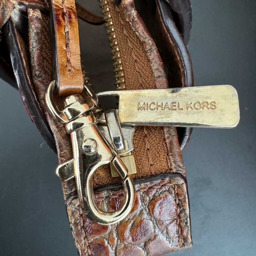 Authentic Michael Kors Tan Crocodile Embossed Satchel Medium - Picture 7 of 16